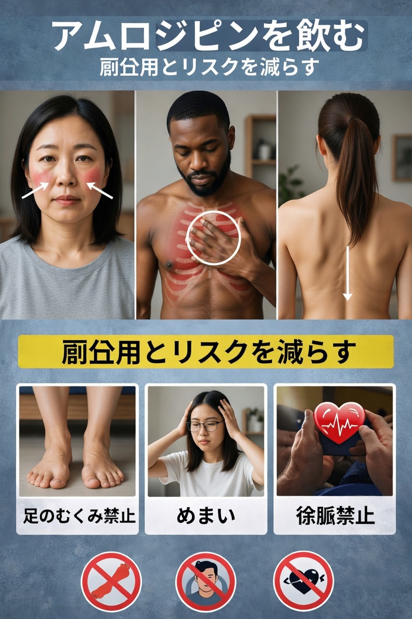 アムロジピンでよくある6つの副作用と、不快感をやわらげる簡単な対処法