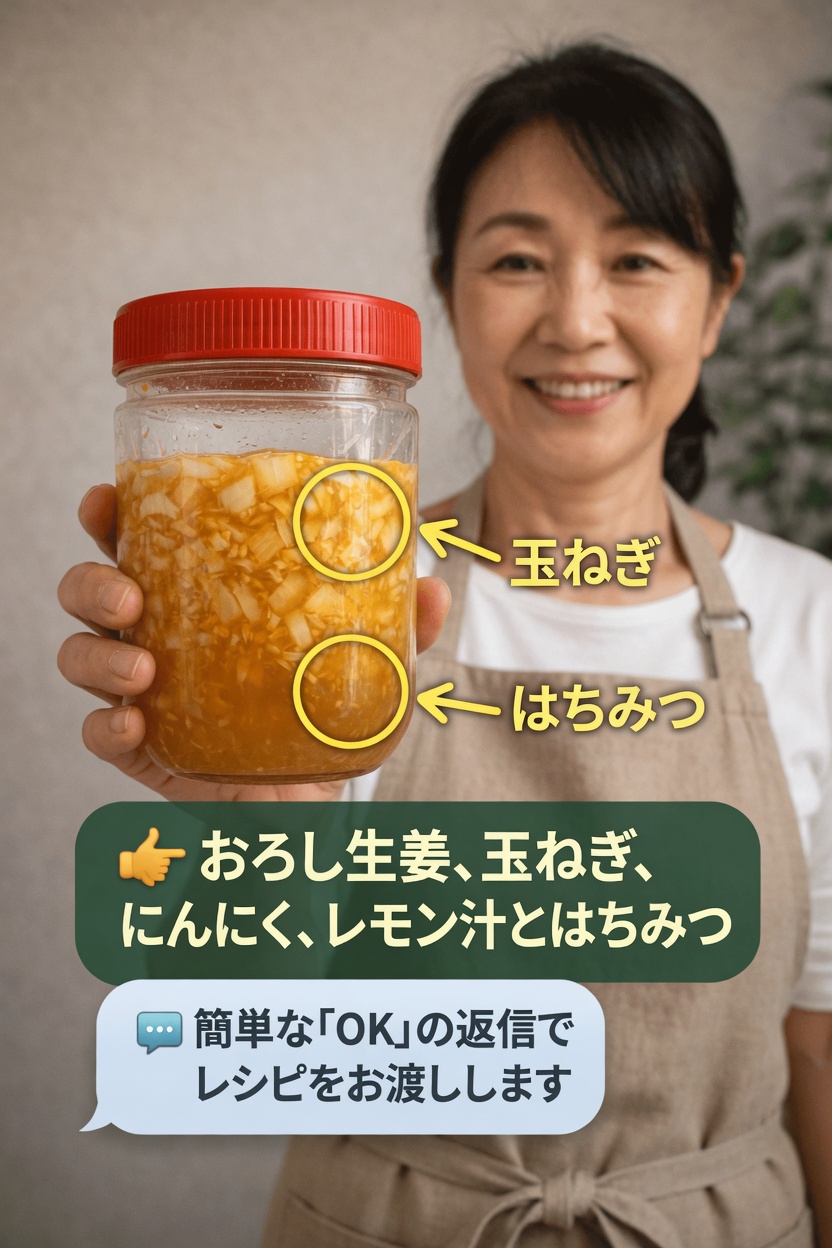 すりおろした生姜、玉ねぎ、にんにく、レモン汁、はちみつを混ぜたこのシンプルなキッチンミックス、試してみましたか？