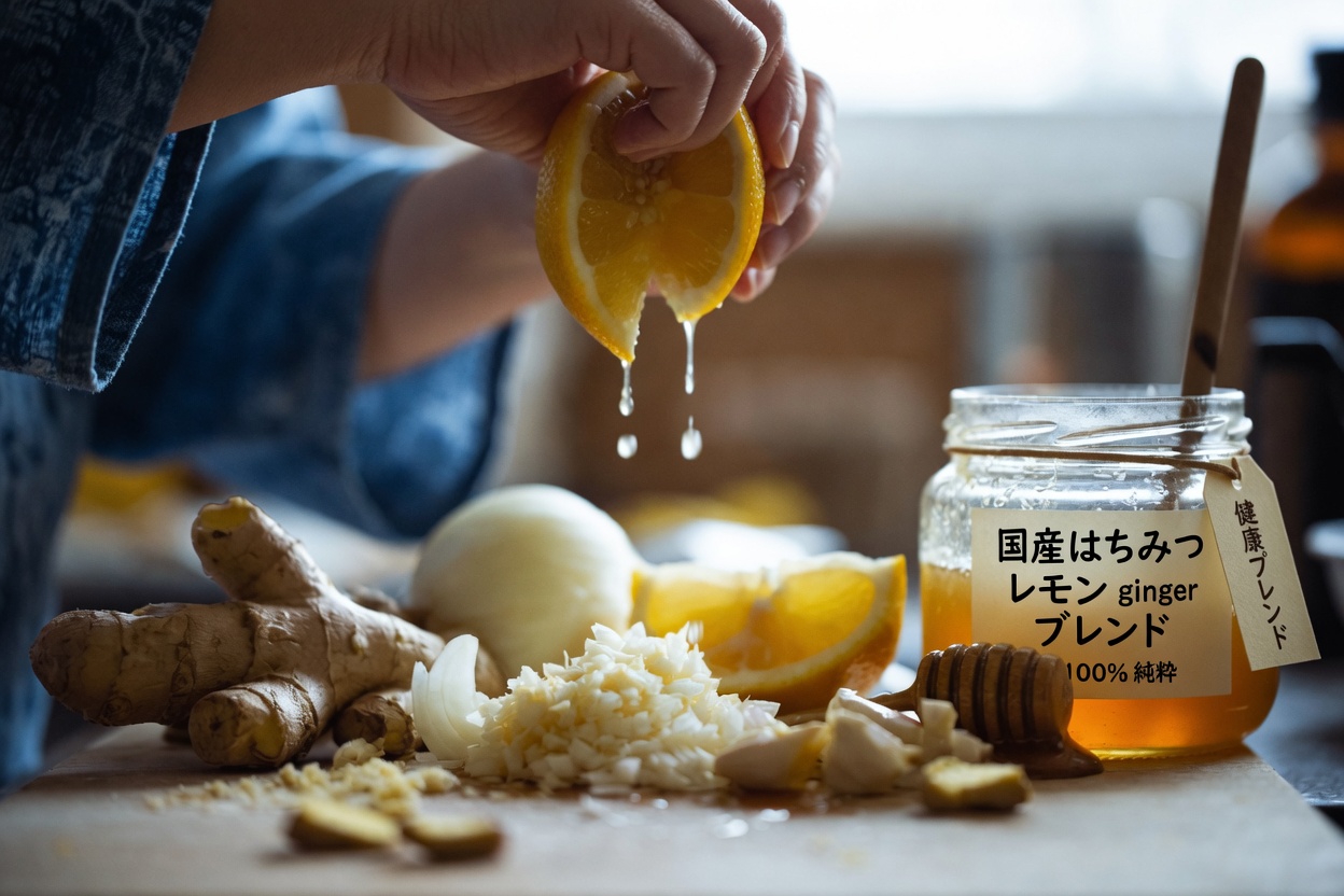 すりおろした生姜、玉ねぎ、にんにく、レモン汁、はちみつを混ぜたこのシンプルなキッチンミックス、試してみましたか？