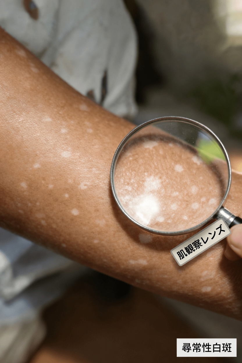 腕や脚にできる小さな白い斑点は何ですか？