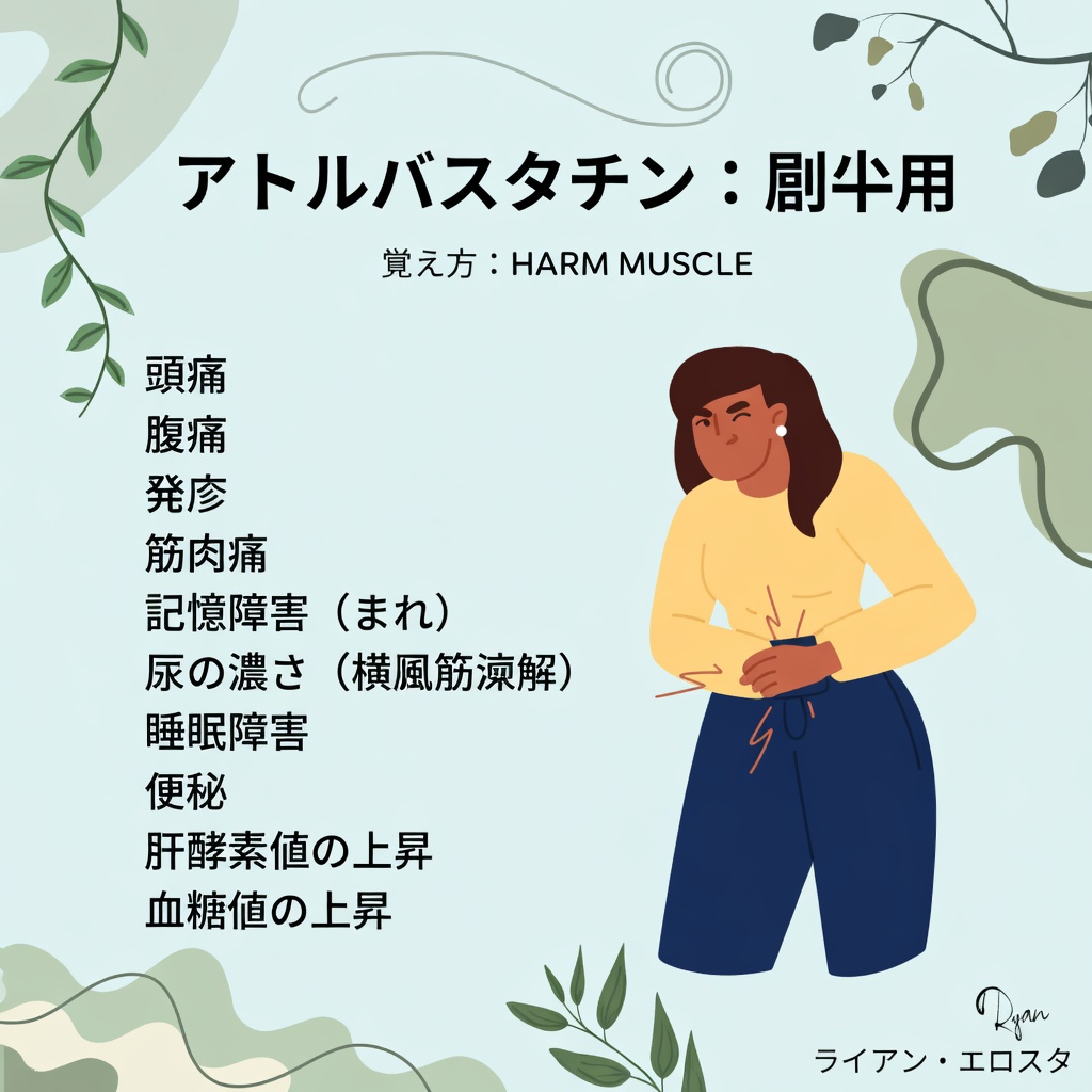 アトルバスタチン服用中に異常な症状が出ていますか？注意すべきあまり知られていない15の副作用