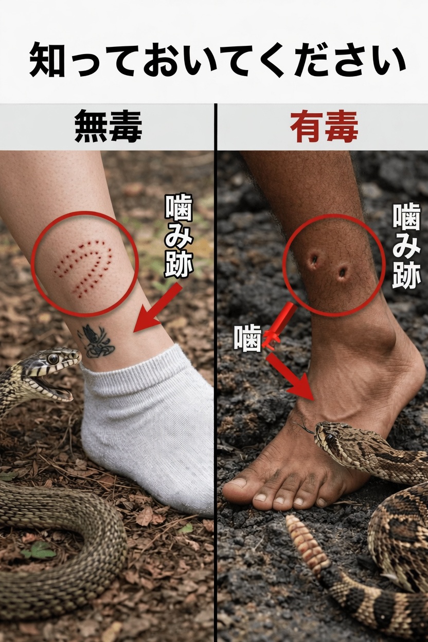 毒ヘビと無毒ヘビの咬傷の見分け方：重要な兆候と応急処置の手順