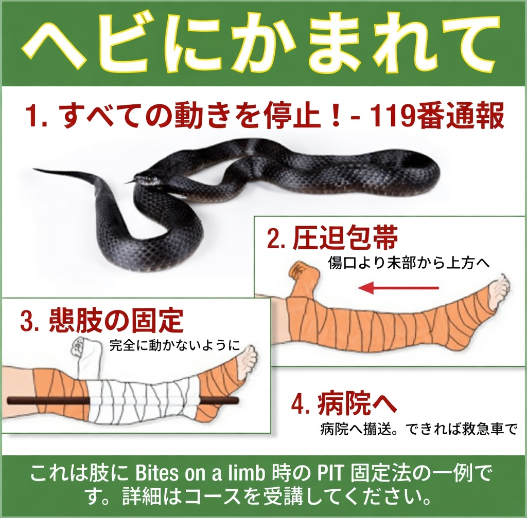 毒ヘビと無毒ヘビの咬傷の見分け方：重要な兆候と応急処置の手順