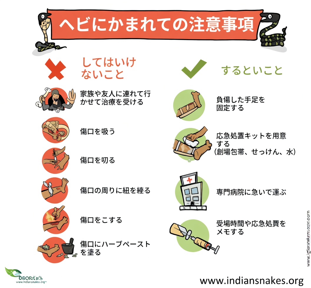 毒ヘビと無毒ヘビの咬傷の見分け方：重要な兆候と応急処置の手順