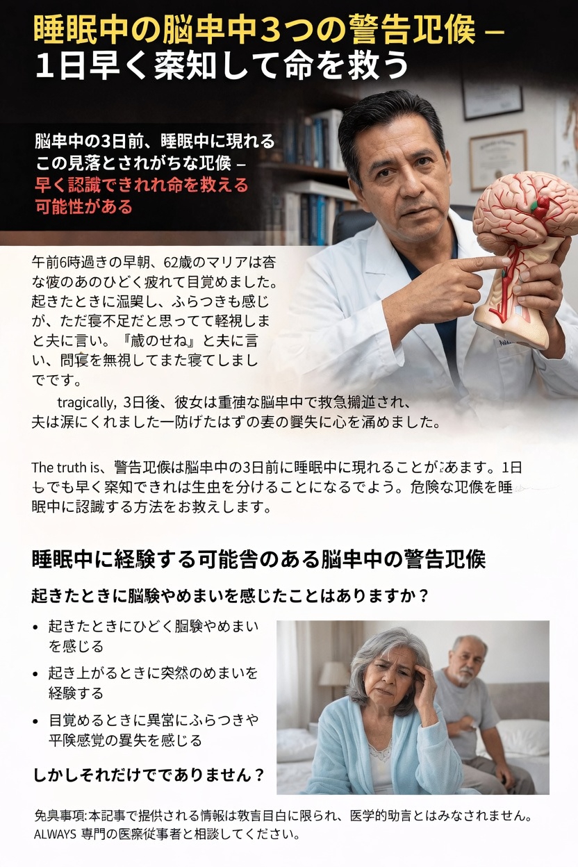 この睡眠時の症状は脳卒中の警告サインかもしれませんか？