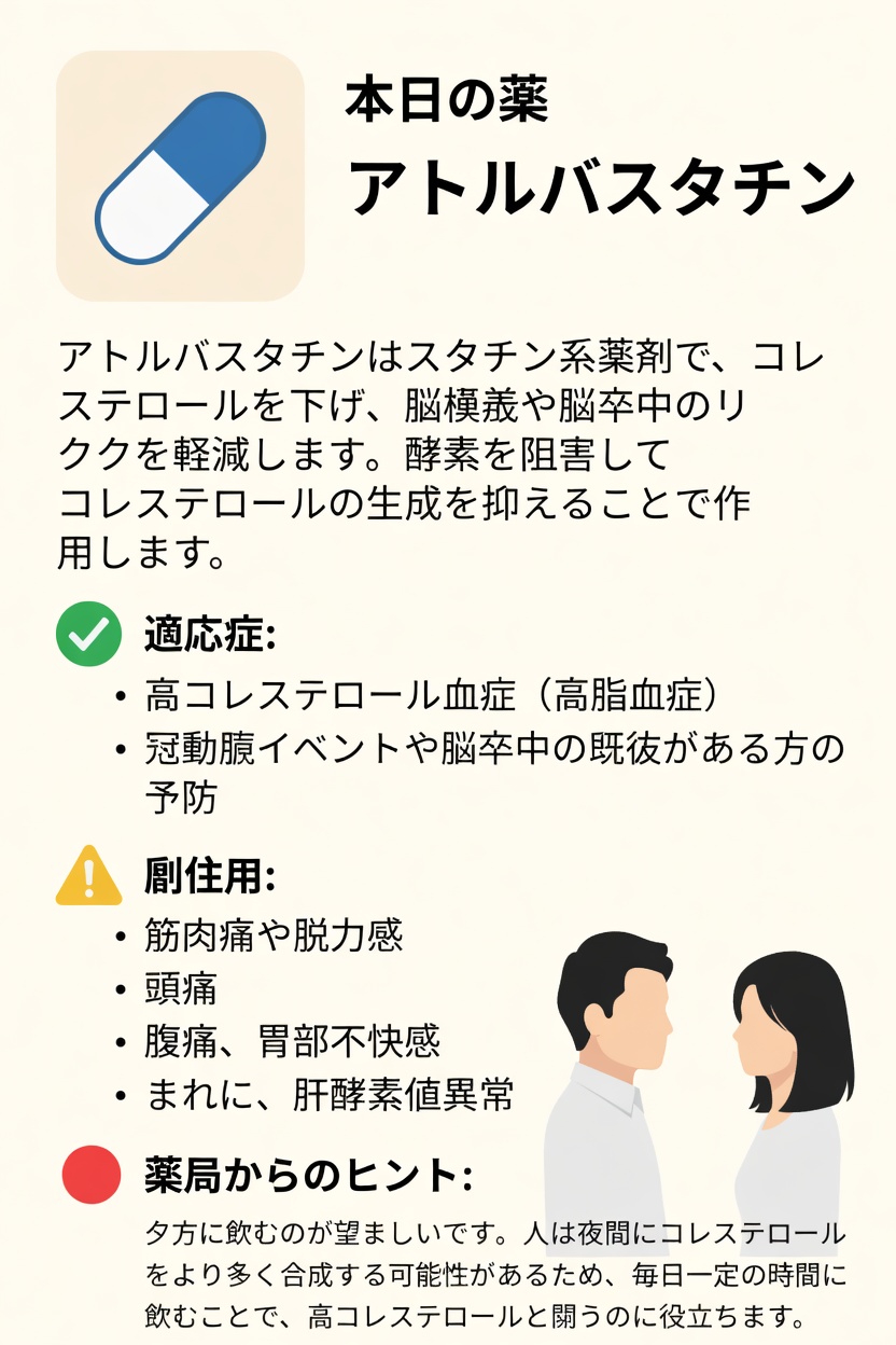 アトルバスタチンの副作用を理解する：心臓の健康をよりよく管理するために知っておくべきこと