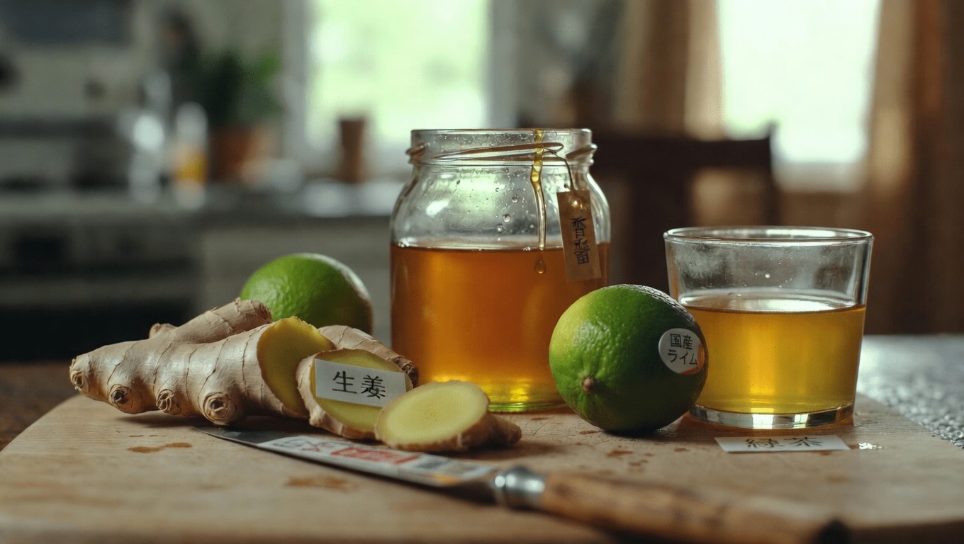 シンプルな夜の習慣：毎日の健康のための自然な生姜・ライム・ハチミツドリンクを探る