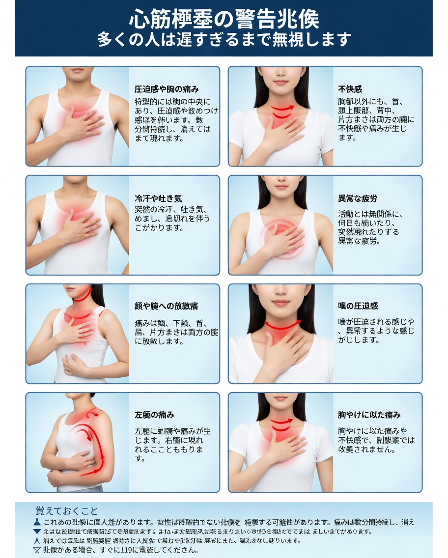 心臓発作の数週間前に体が発しているかもしれない7つの重要な警告サイン