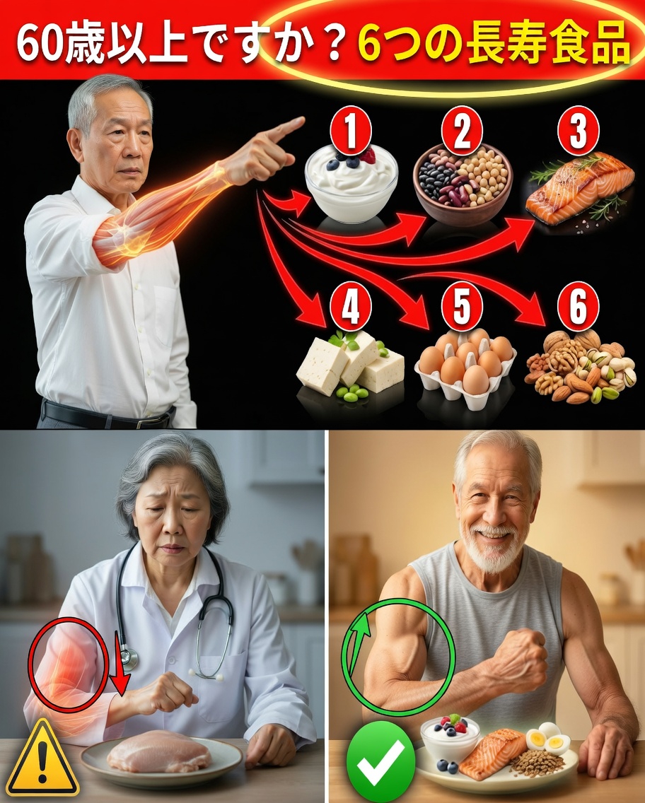 高齢者：筋肉を守るために、寝る前にこの5つの食品を食べましょう