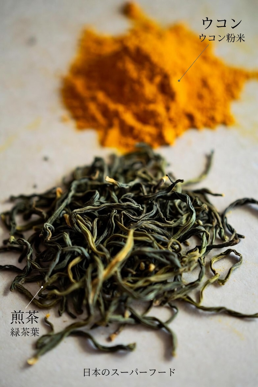 全体的な健康と長寿を支える、緑茶とターメリックのシンプルな毎日の習慣