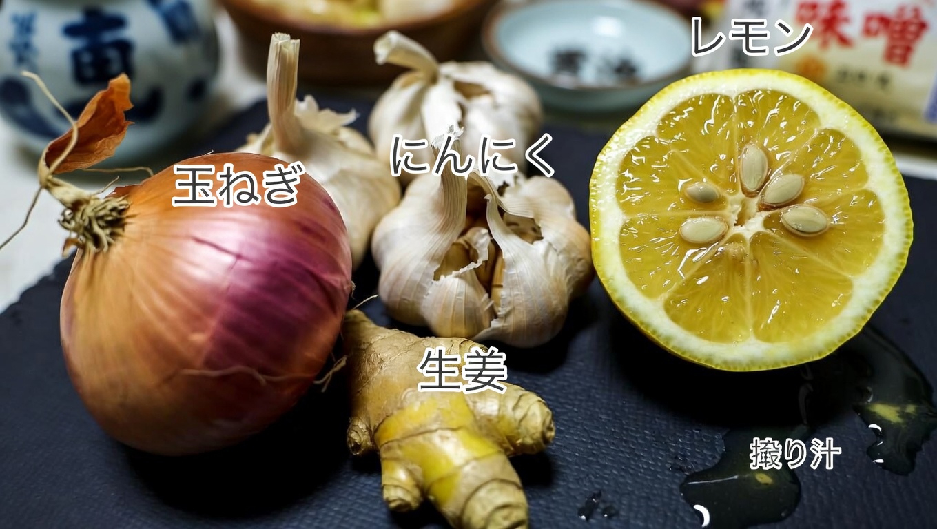キッチン習慣で実感する、赤玉ねぎ・にんにく・生姜・レモンジュースの毎日の力