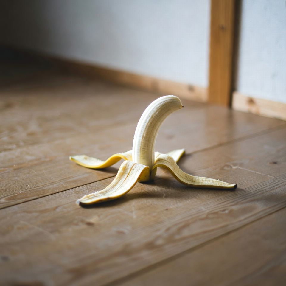 足にバナナの皮