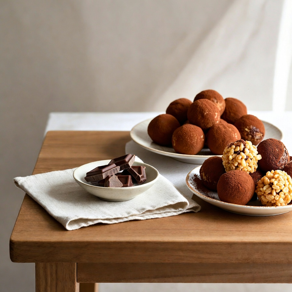 チョコレートライスクリスピー入りピーナッツバターボール