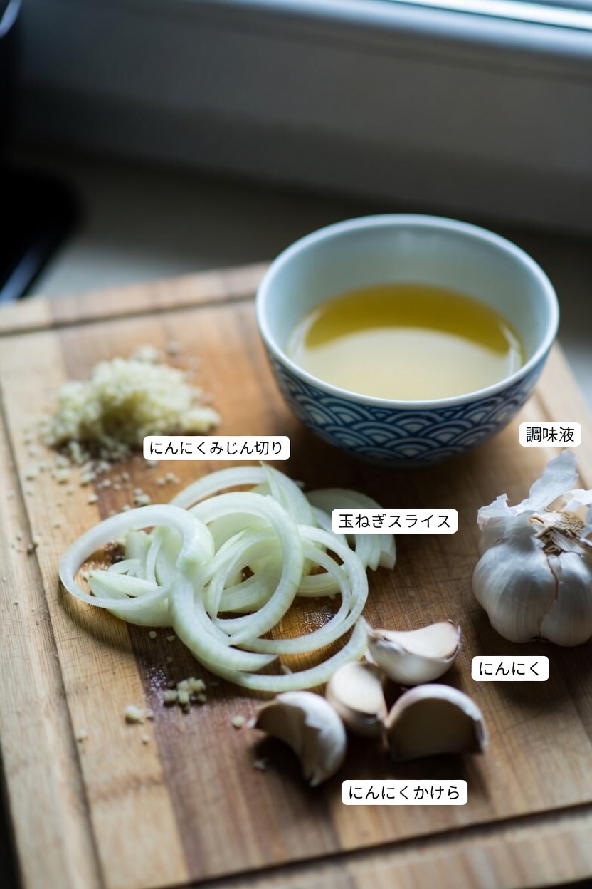 すりおろし生姜、玉ねぎ、にんにく、レモン汁、はちみつのシンプルなキッチンブレンドを発見