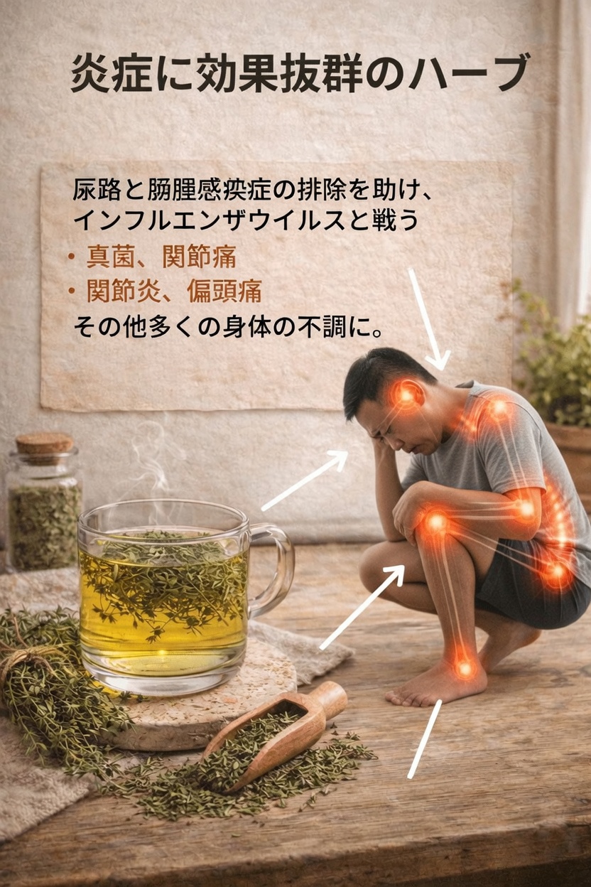 四つの力を秘めたハーブティー：タイム、ニンニク、シナモン、クローブで作るシンプルな毎日の一杯