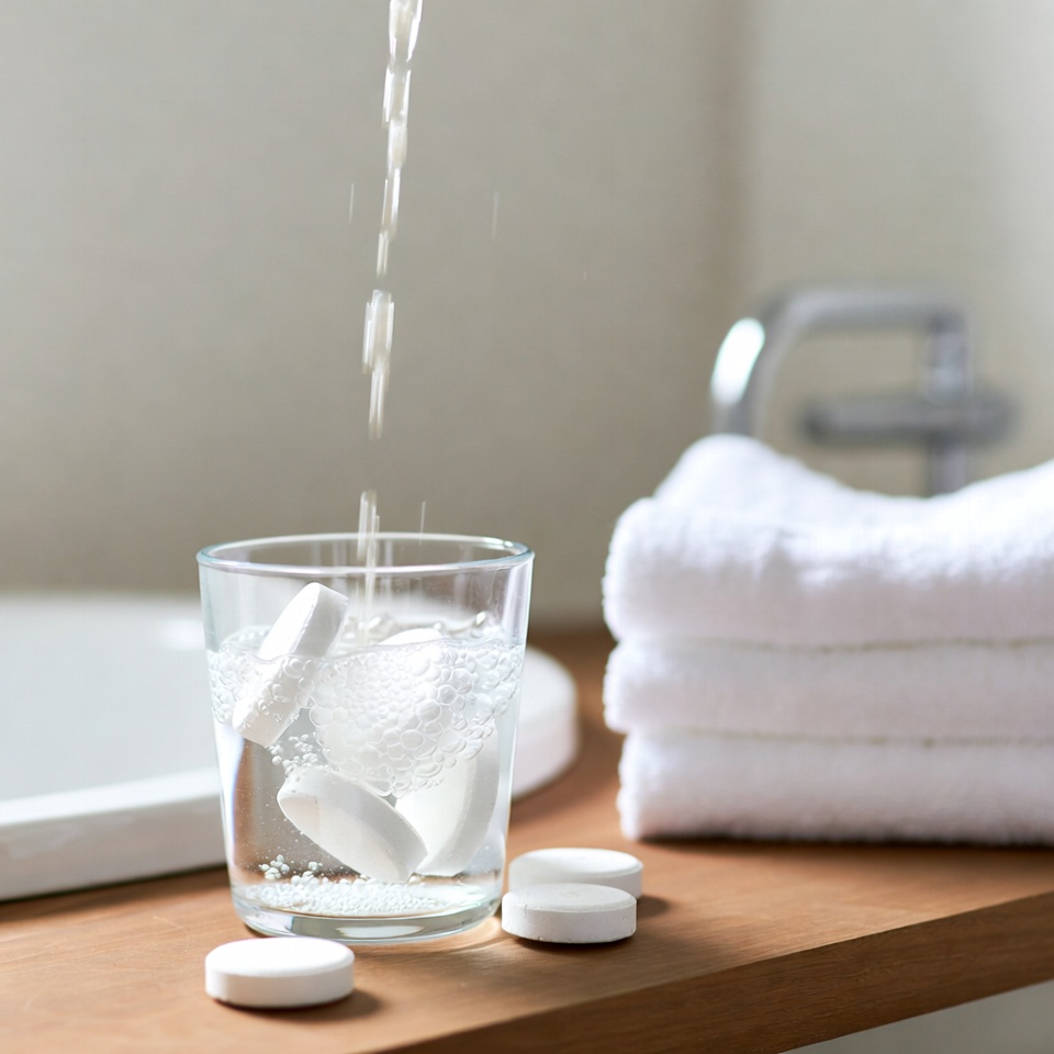 発泡錠剤で衣類を真っ白に仕上げる方法