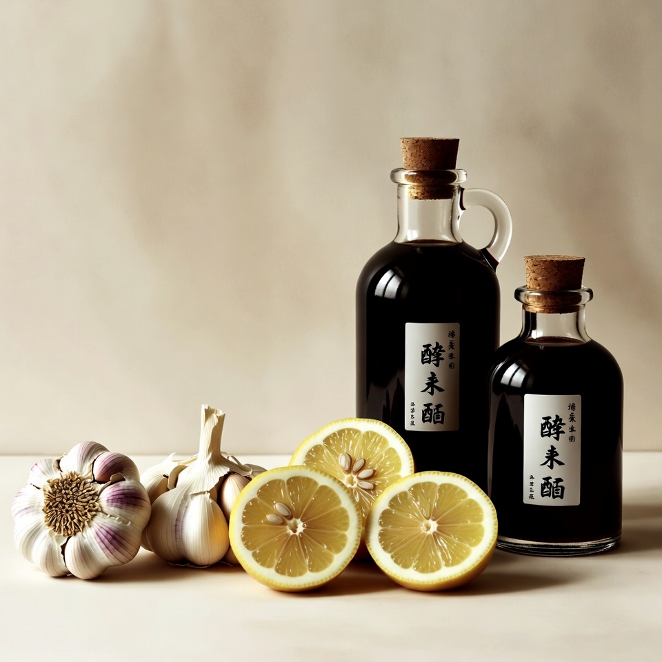 にんにく、レモン汁、りんご酢