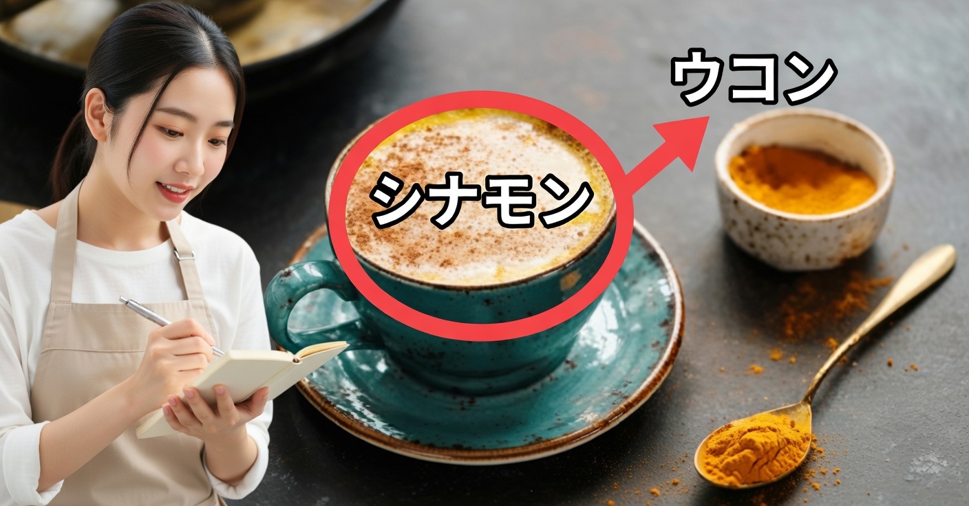 ターメリック、カカオ、シナモン入りコーヒー：脳と心臓のためのドリンク