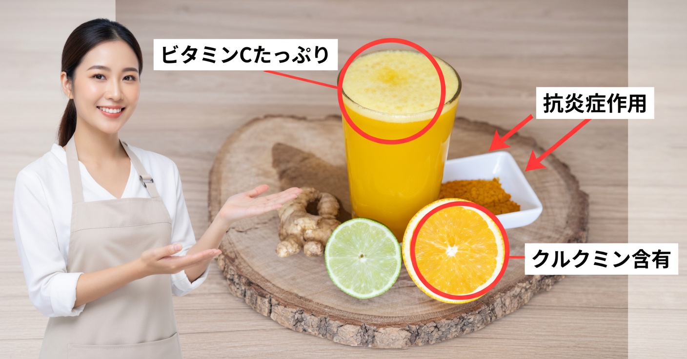 臓器をきれいにするオレンジとショウガのジュース