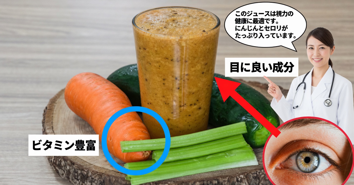 視力に効くきゅうりとにんじんのジュース：自然で効果的