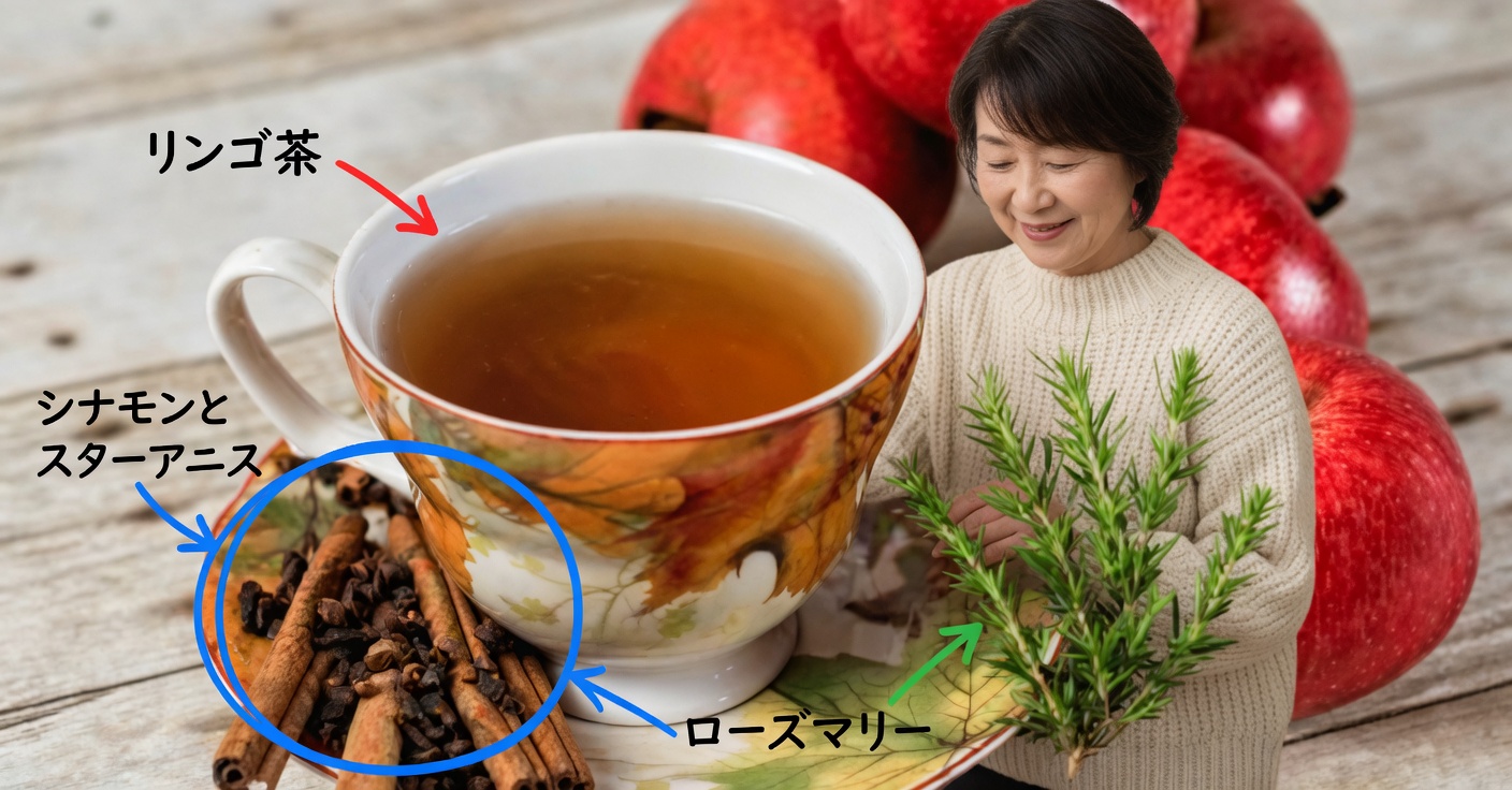 茹でたリンゴとローズマリーの健康効果