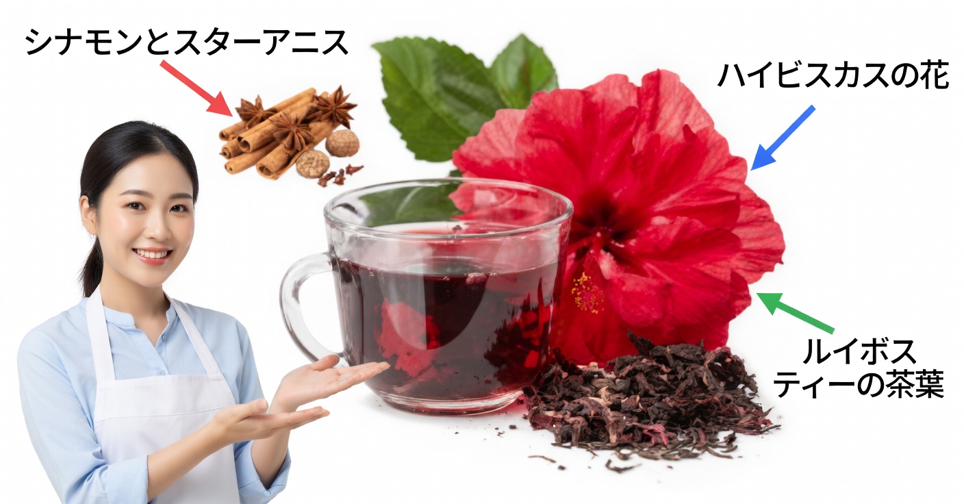 ハイビスカス、ローリエ、シナモンのブレンド：体脂肪をすべて燃やす