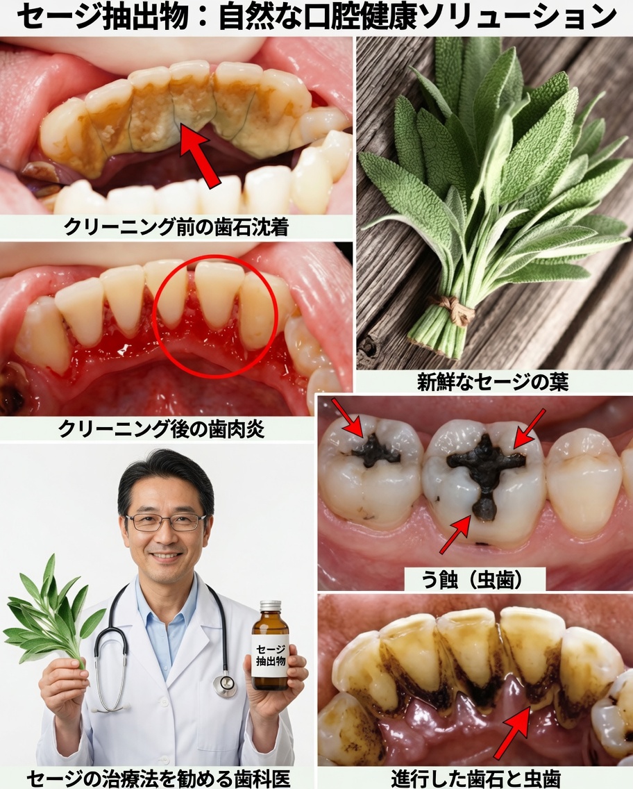 セージの葉で歯石を除去し、自然に歯を白くする