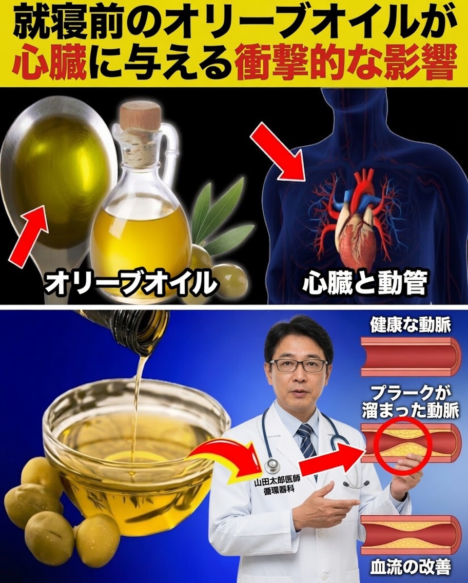 シニアの皆さん：夜にオリーブオイル大さじ1杯で体は変わる？