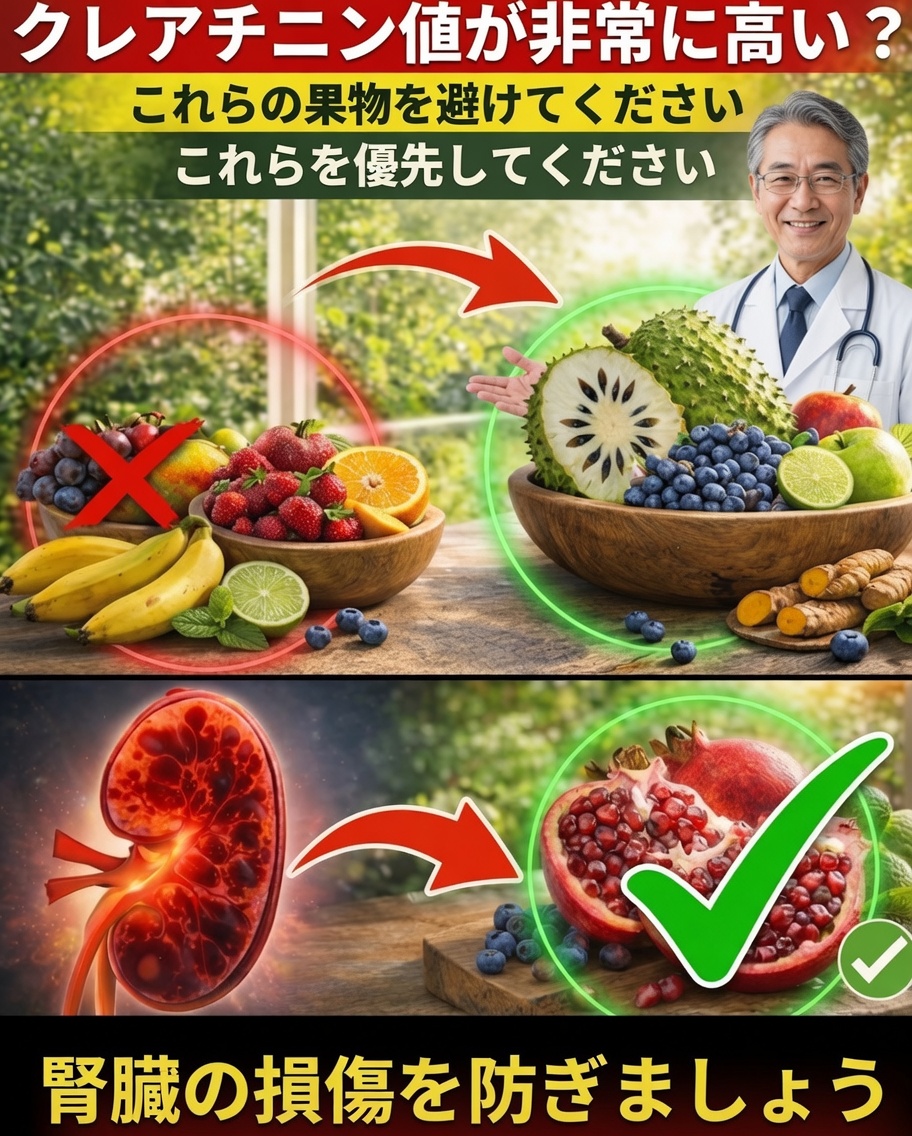 クレアチニン値が高い？夜に食べられて体の自然な解毒をサポートする4つの果物を紹介
