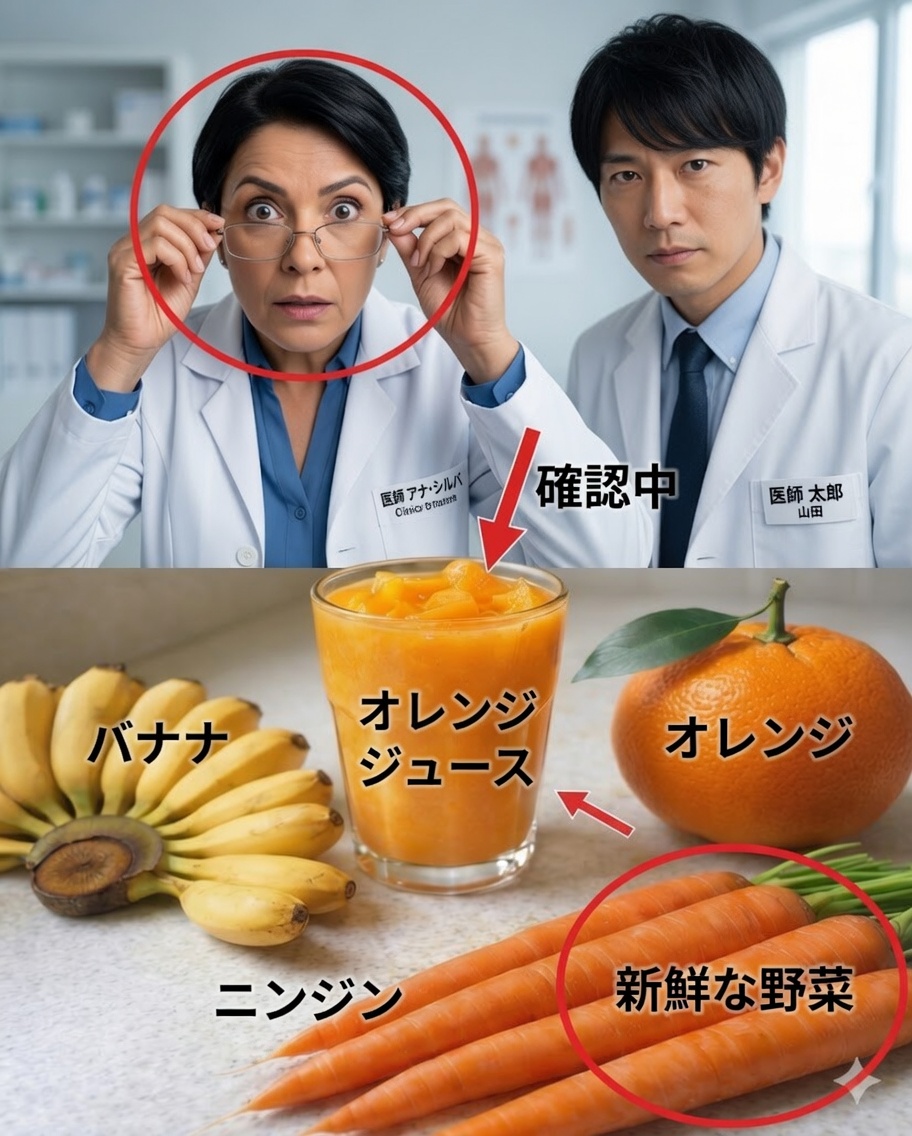 目を助けるシンプルなスムージー：オレンジ、にんじん、バナナの自然の力