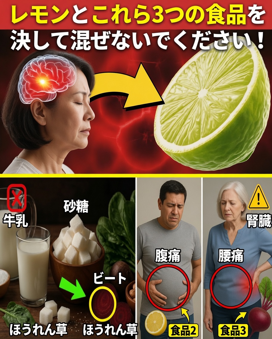 高齢者のためのレモンの秘密：絶対にレモンをこれらの食品と混ぜるな！