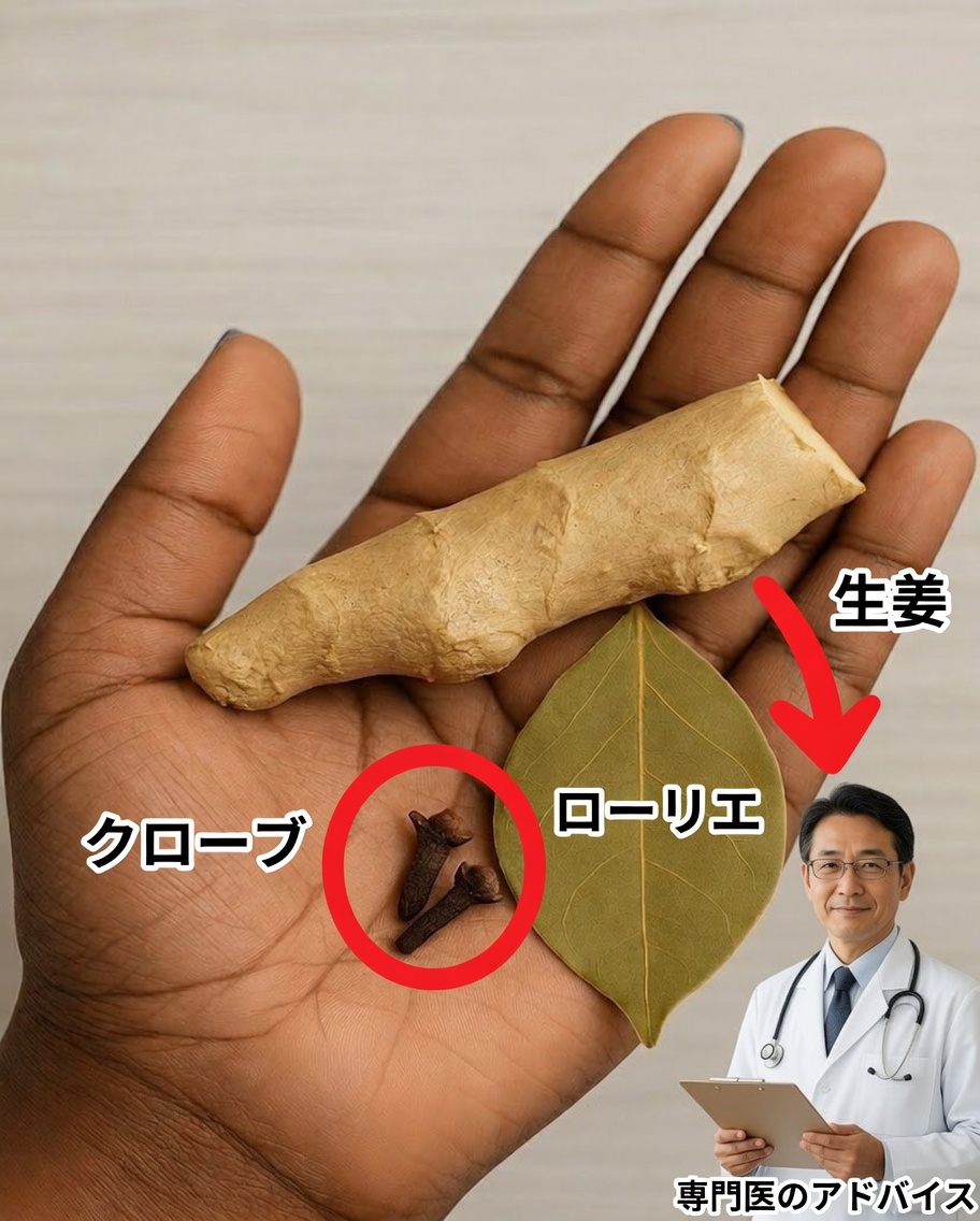 キッチンの香辛料から夜の安らぎへ：ショウガ、クローブ、ローリエのハーブティー