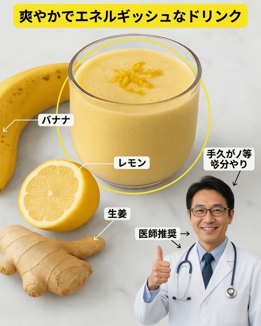 エネルギッシュに一日を始めよう：バナナ・レモン・ジンジャーのナチュラルスムージー