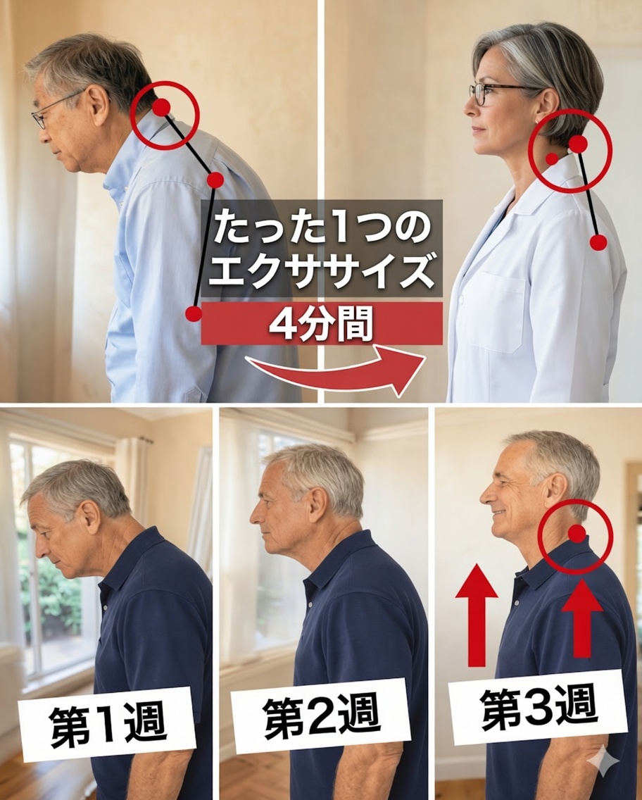 60歳以降の前方頭位を自宅でたった4分で改善する簡単な毎日の習慣