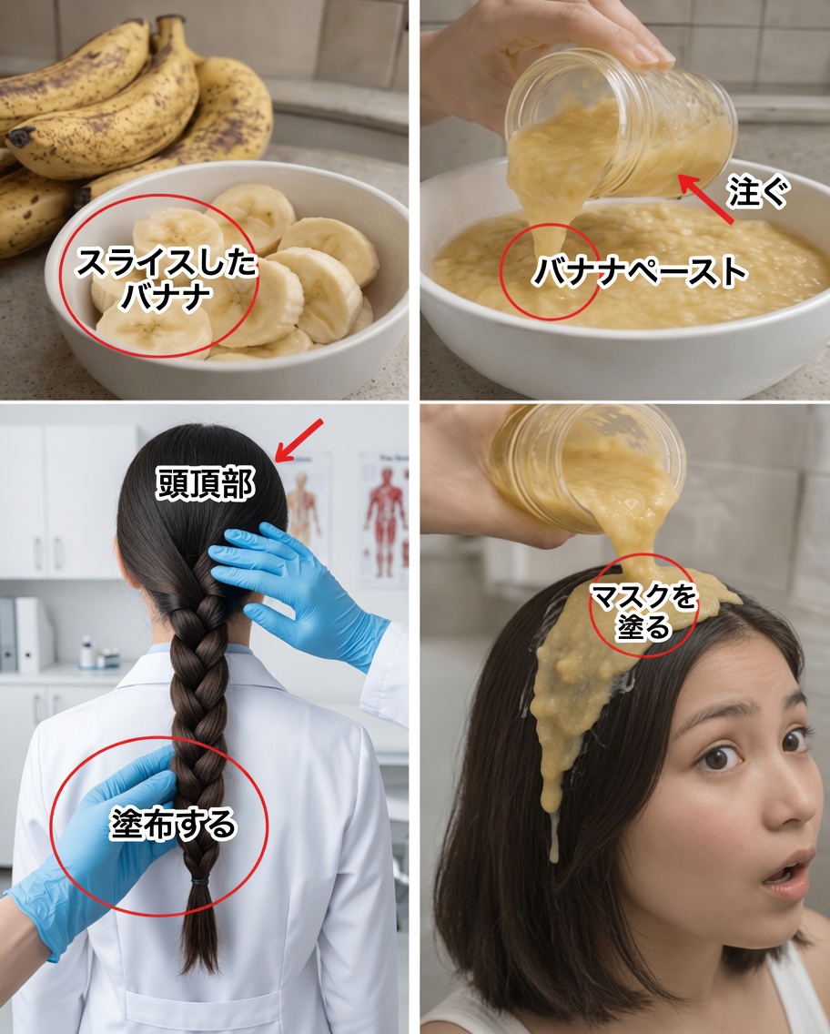 週2回のバナナヘアマスクで、より長くボリュームのある健やかな髪の成長へ