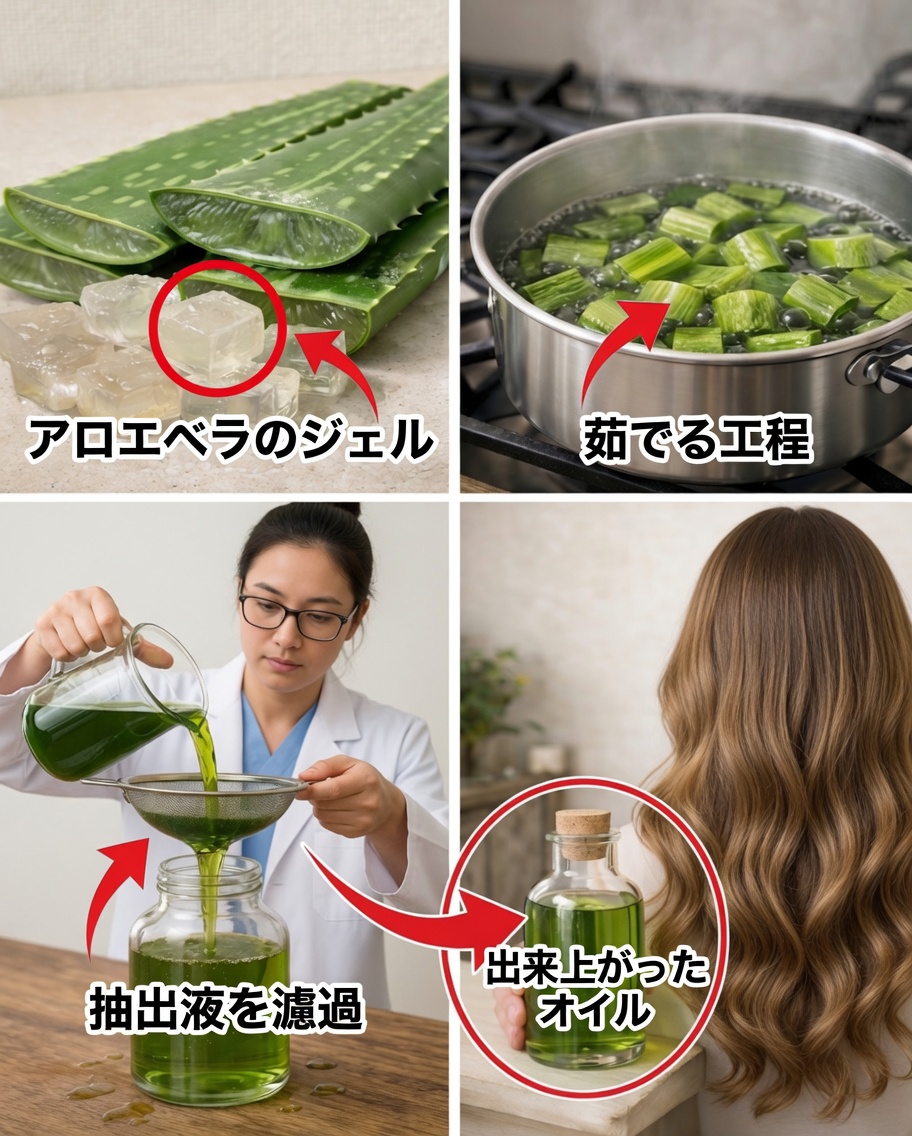 髪の成長を促し、抜け毛を減らすためのアロエベラオイルの作り方