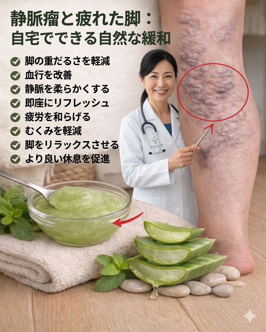 疲れた脚と静脈瘤のための自家製アロエベラジェル：自宅で作れる自然な癒し